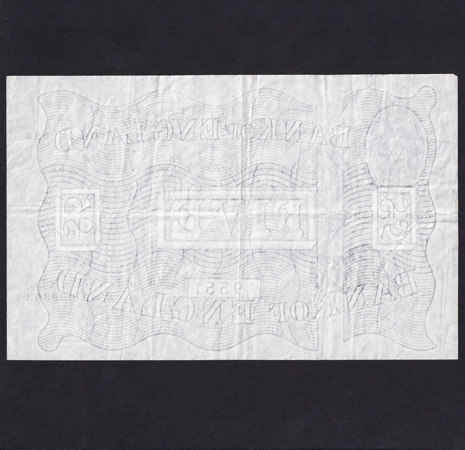 Bank of England (B276) O'Brien, £5, 12th November 1955, B30A 059393, Fine/ VF
