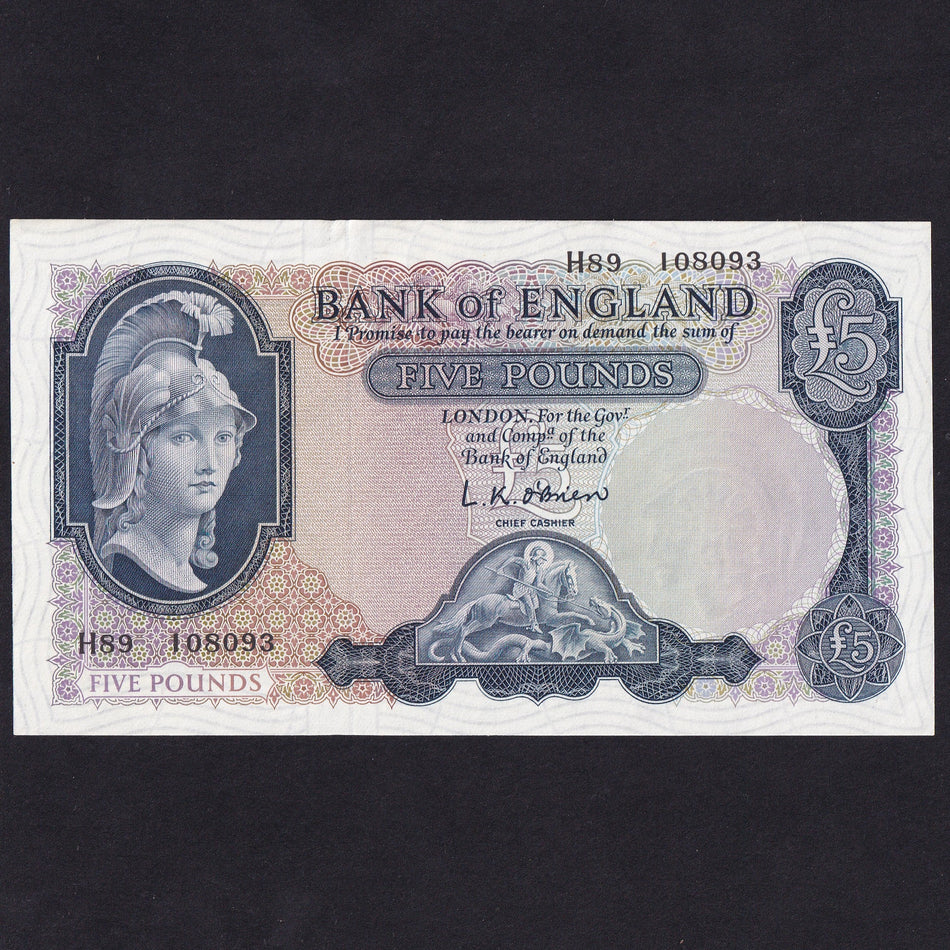 Bank of England (B280) O'Brien, £5, H89 108093, A/UNC