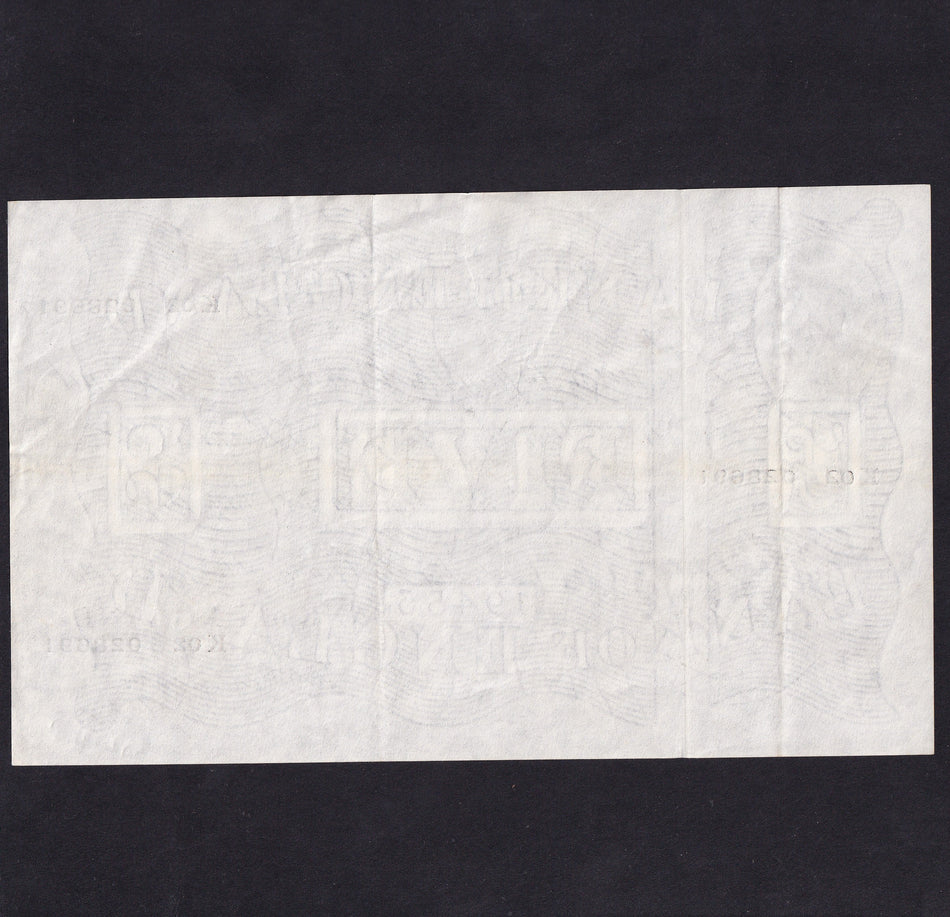 Bank of England (B255) Peppiatt, £5, 18th August 1945, thick paper, K02 028691, A/VF