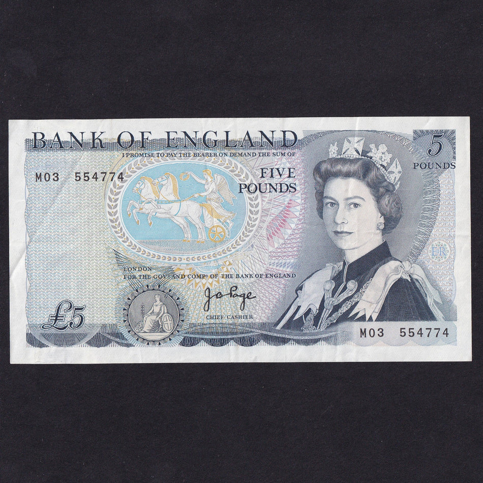 Bank of England (B333) Page, £5 replacement, M03 554774, Fine/VF