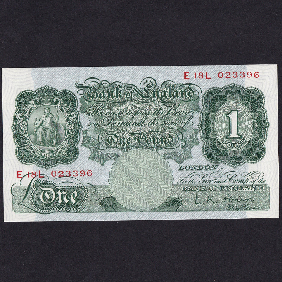 Bank of England (B273) O'Brien, £1, E18L, UNC