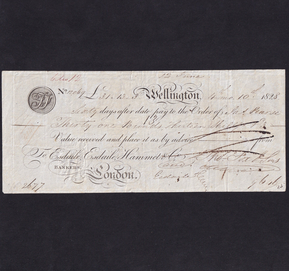 Wellington, Fox Fowler, 60 days after date pay to order £31 13/- 3d, Tho Fox and Sons, Fine