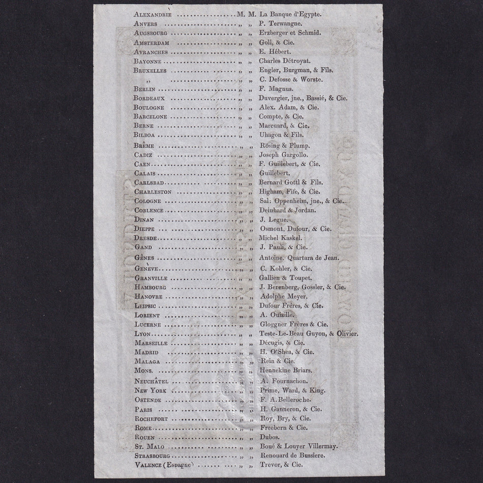 Howard, Grand & Cie., 10 Livres Sterling, 1843, unissued, this is one of the earliest travel cheques GDEF