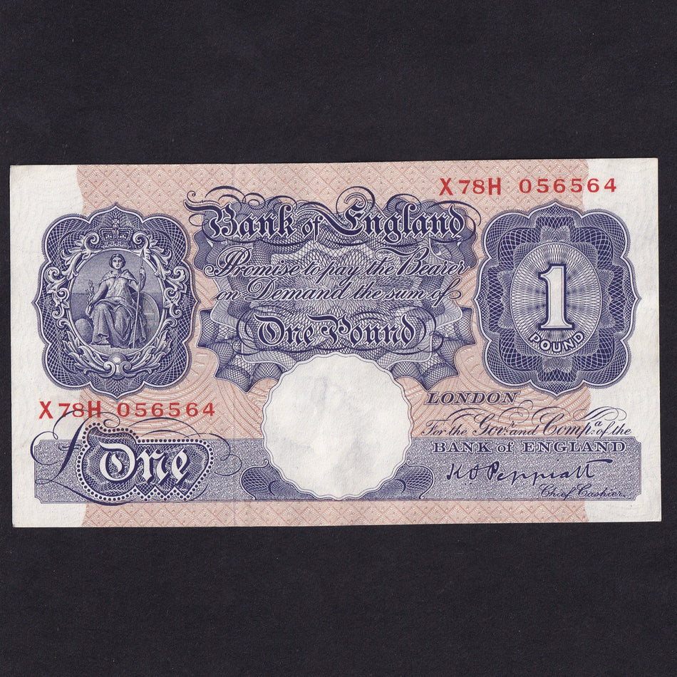 Bank of England (B249) Peppiatt, £1, blue, last series, X--H, Good VF