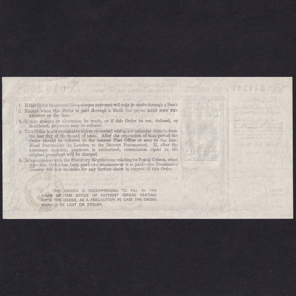 East Africa, Six Pence Postal Order, 1961, KGVI, with counterfoil, 24A 049205, Good EF