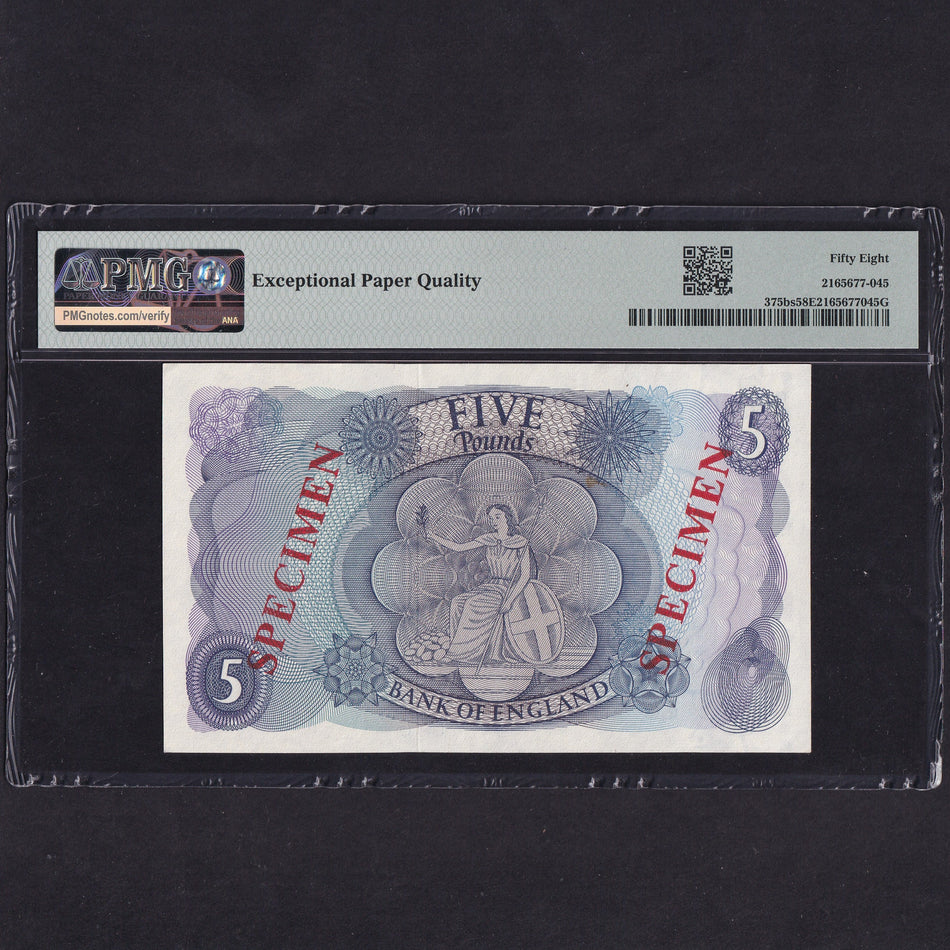 Bank of England (B312s) Fforde, £5 specimen, A00 000000, PMG58, A/UNC