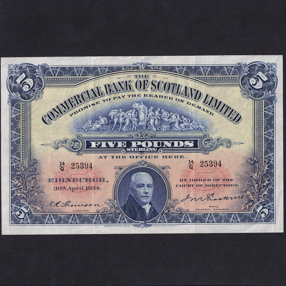 Scotland (PS328b) Commercial Bank of Scotland, £5, 30th April 1934, CO62c, Good VF