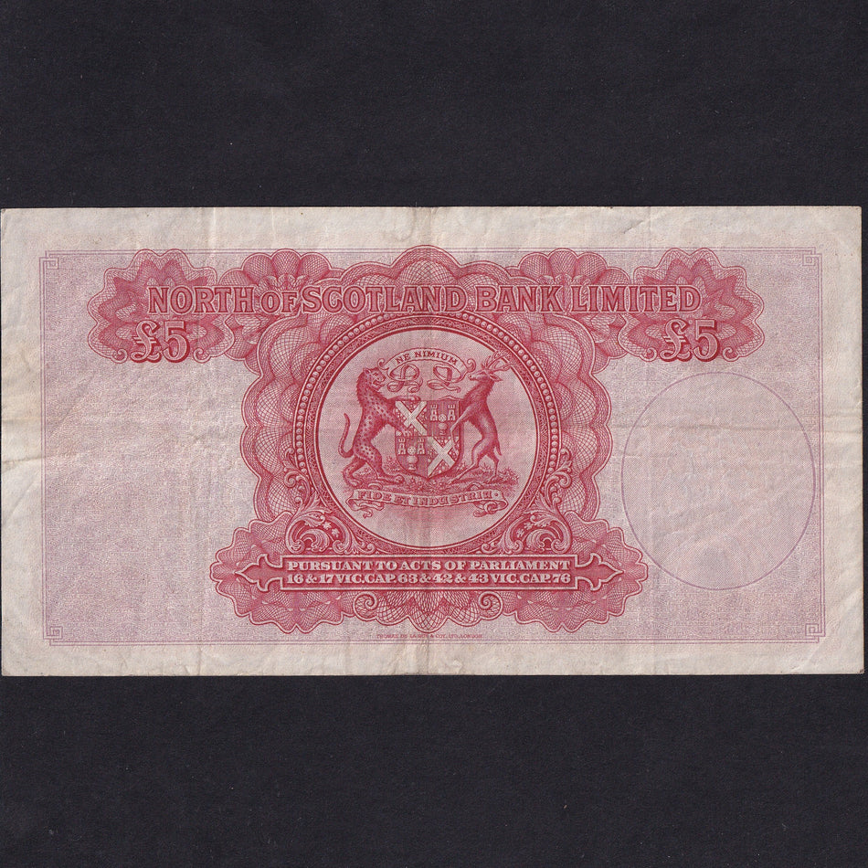 Scotland (PS645) North of Scotland Bank Limited, £5, 1st July 1944, CE018994, NS44b, Good Fine