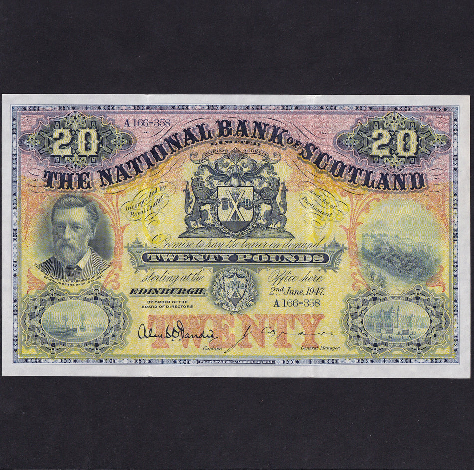 Scotland (P260c) National Bank of Scotland, £20, 2nd June 1947, first date, A166-358, NA63, EF
