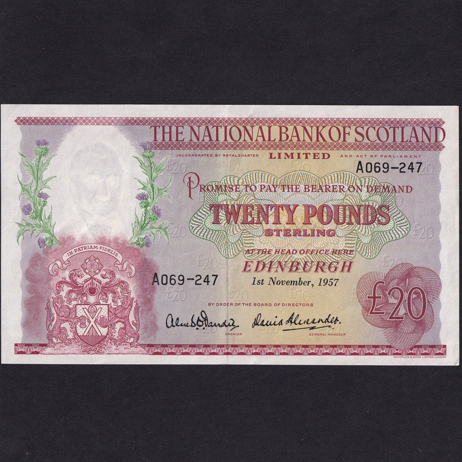 Scotland (P263) National Bank of Scotland, £20, 1st November 1957, A069-247, EF
