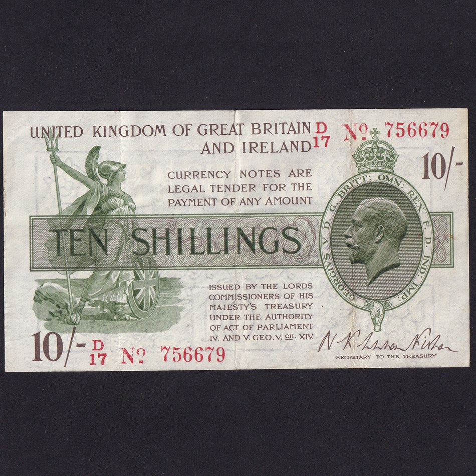 Treasury Series (T26) Fisher, 10 Shillings, D17 756679, Dash, VF
