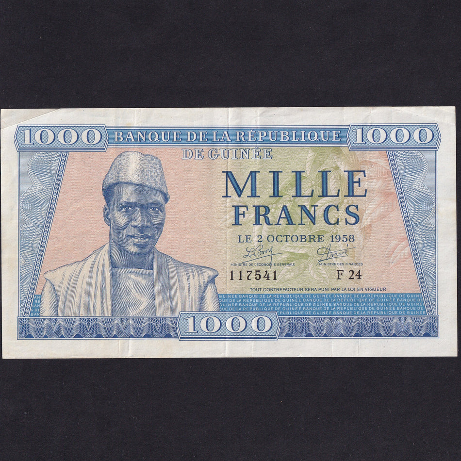 Guinea (P9a) 1000 Francs, 1958, 117541, VF