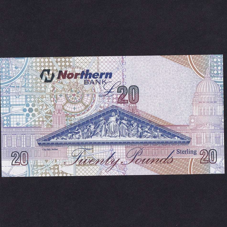 Northern Ireland, Northern Bank, £20, 6th November 2006, HG0000008, first prefix of date, NR130, UNC