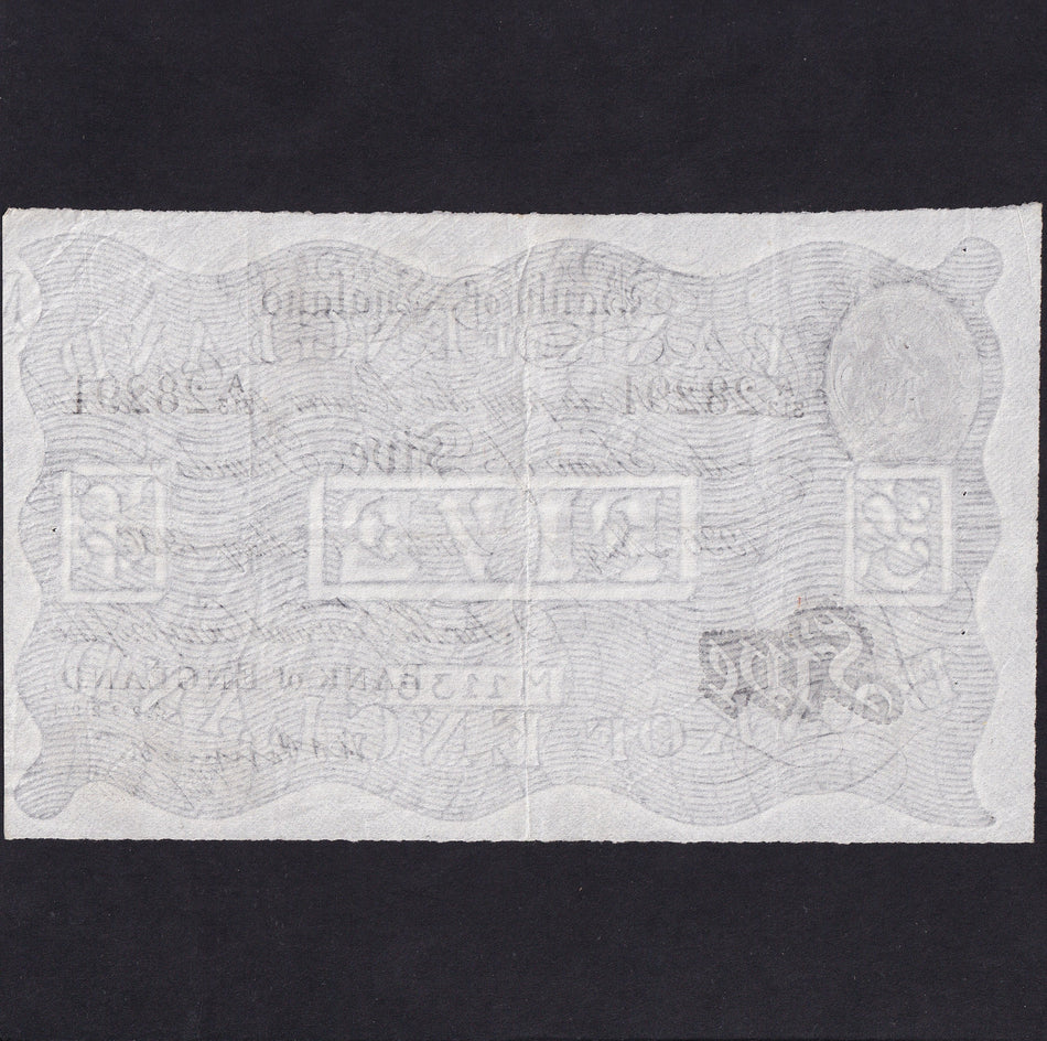 Operation Bernhard - Nazi forgery 1942-44, Peppiatt, £5, 1st May 1936, A313 28291, EF