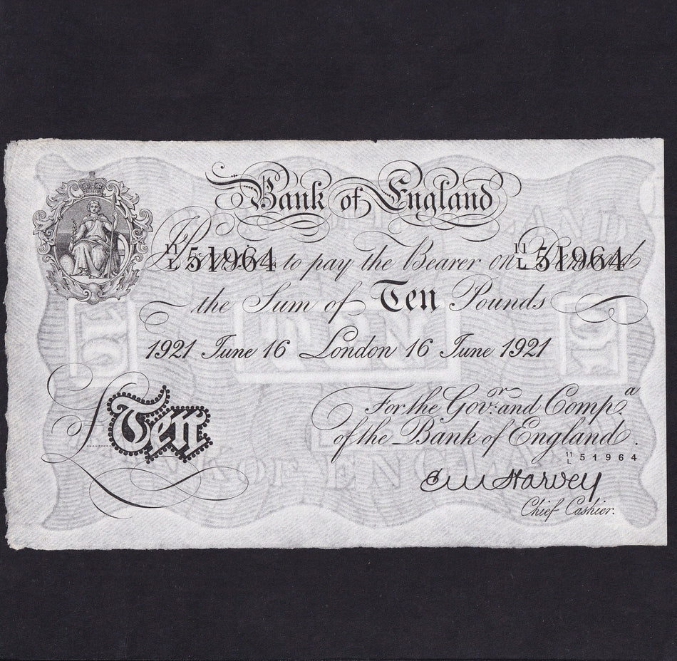 Bank of England (B209b) Harvey, £10, 16th June 1921, London, 20/L 28098, EF
