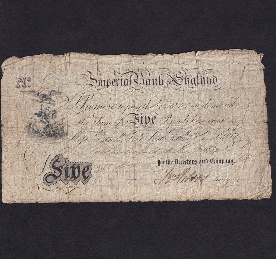 Provincial - Imperial Bank of England, £5, 1839, Outing 1323a, VG