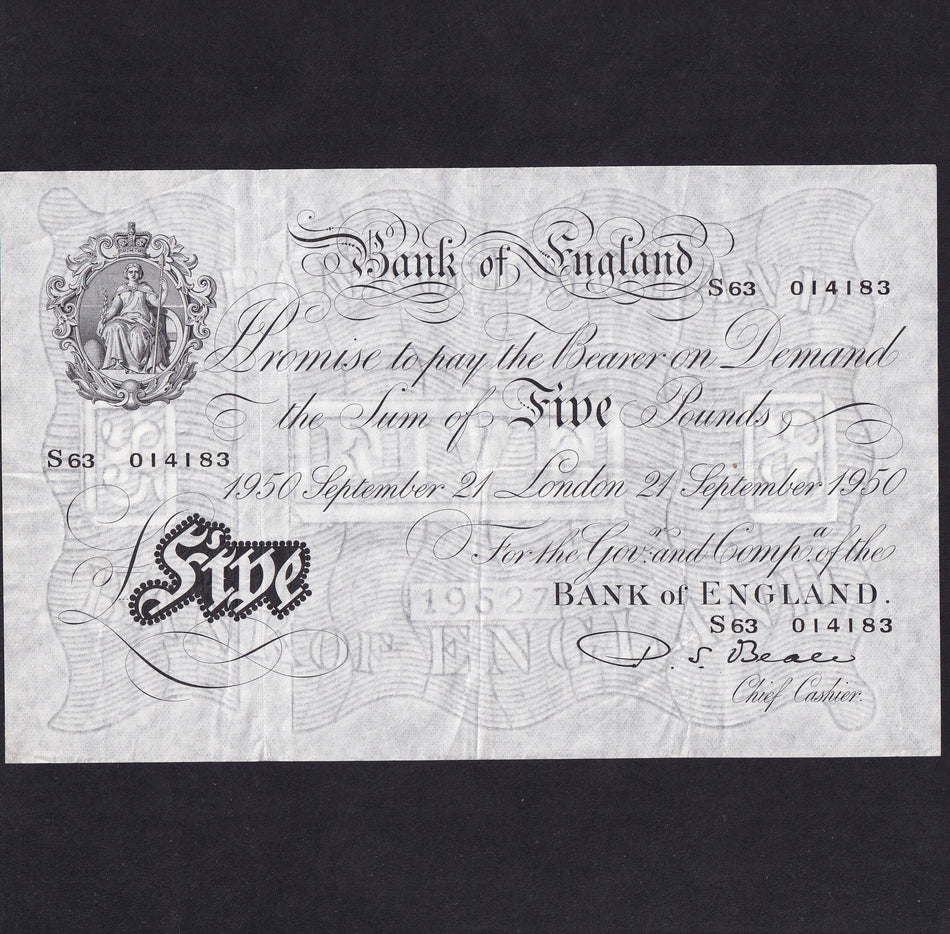 Bank of England (B270) Beale, £5, 21st September 1950, S63 014183, Fine/VF