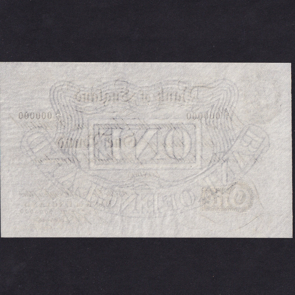 Bank of England (B208a) Nairne, £1 Gold Note, 1914, A/1 000000, 15 known, UNC