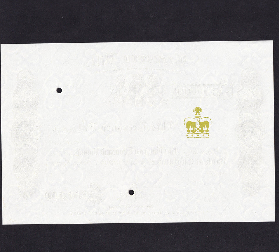 Treasury Bill £500,000 specimen, 1998-2002, S000000, Burns signature, UNC