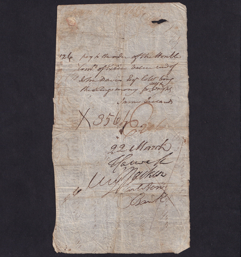 Provincial - Bristol City Bank, 30 days after sight £2697, 17th February 1794, partnership not seen, Outing 316, hole, otherwise Fine