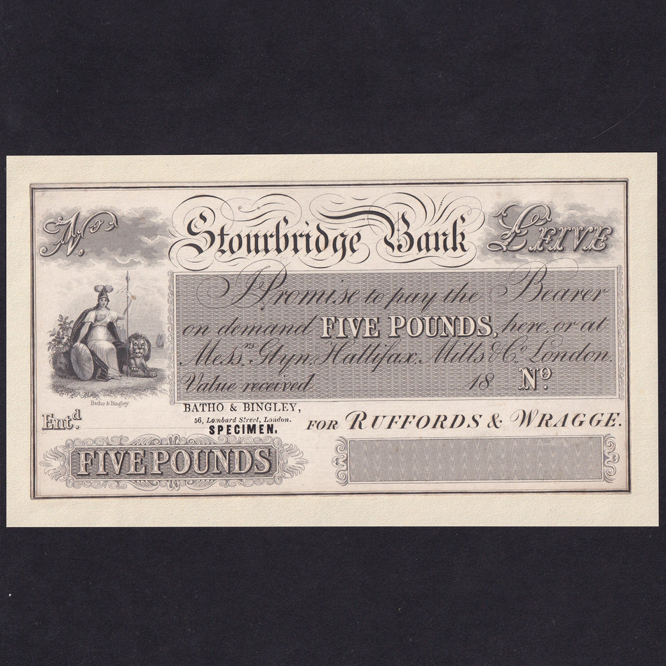 Provincial - Stourbridge Bank, £1 obverse proof, for Ruffords & Wragge, not seen, Outing 2068, VF