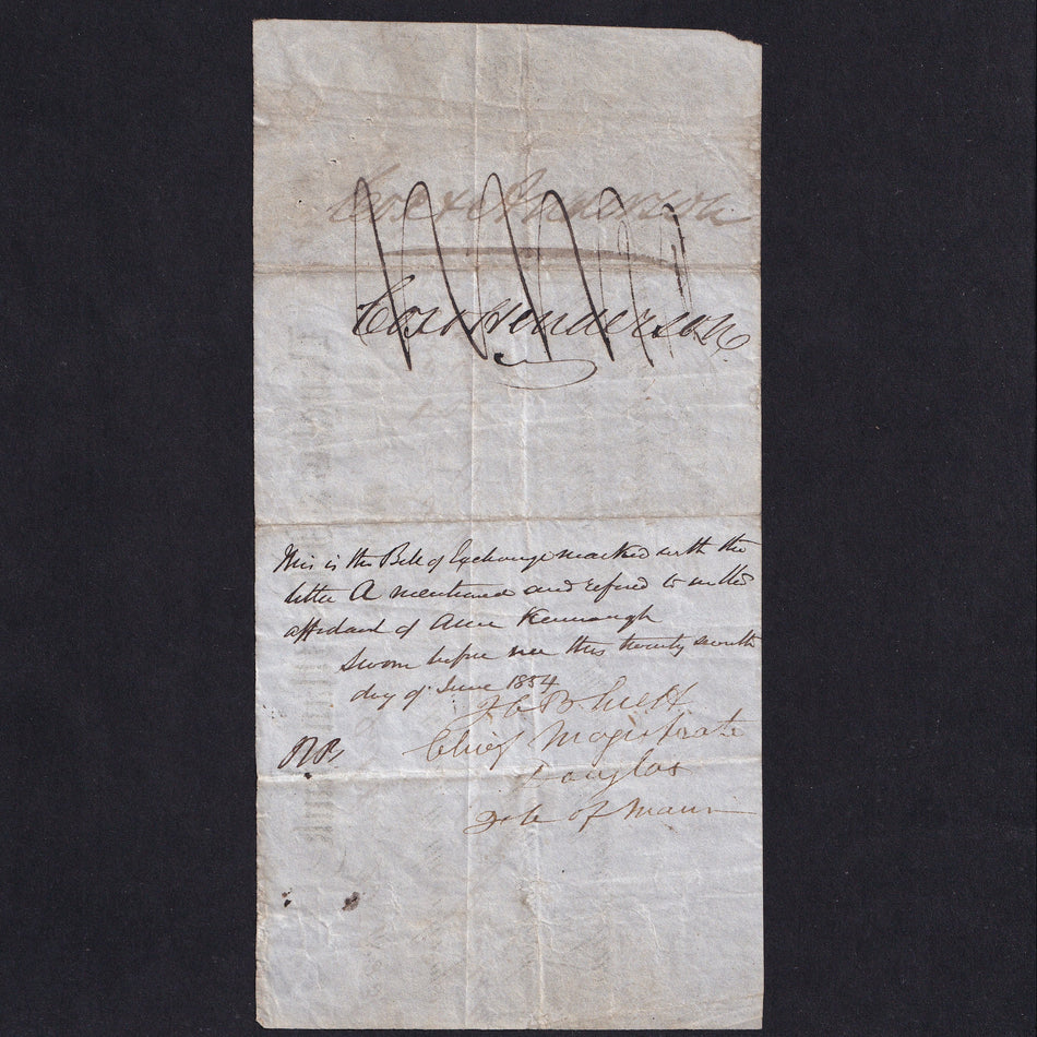 Provincial - Douglas & Isle of Man Bank sight note, 1853, twenty one days date pay to Mess Cox and Anderson £17, Fine