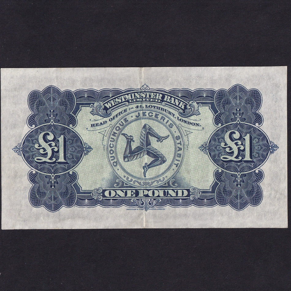 Isle of Man (P23Ab) Westminster Bank, £1, 10th March 1961, note no.244063, M314, (101) notes outstanding, Good VF