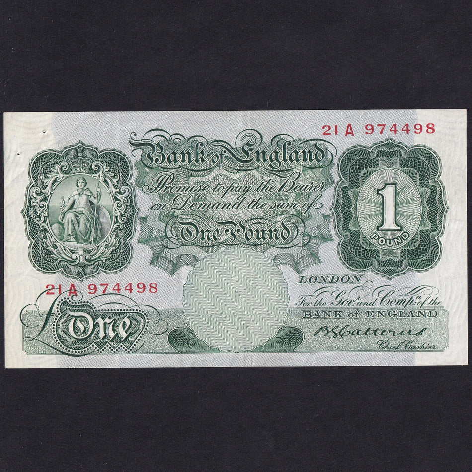 Bank of England (B226) Catterns, £1, 21A 974498, pressed, pinholes, A/VF