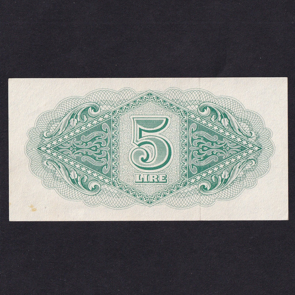 Libya (PM3a) British Military Authority in Tripolitania, 5 Lire, 1943, UNC
