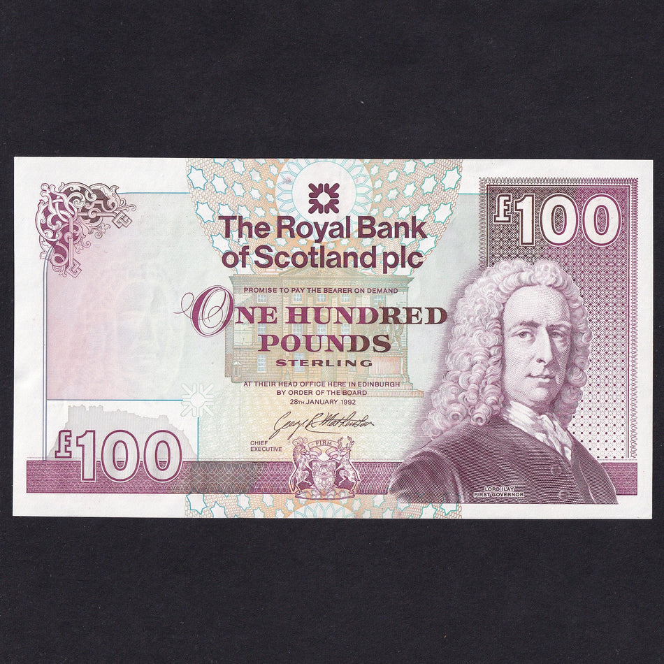 Scotland (P350b) Royal Bank of Scotland, £100, 28th January 1992, Mathewson proof, no serial, Good EF
