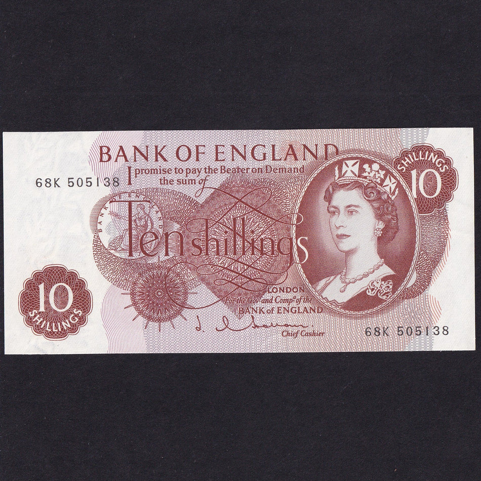 Bank of England (B295) Hollom, 10 Shillings, 68K, UNC