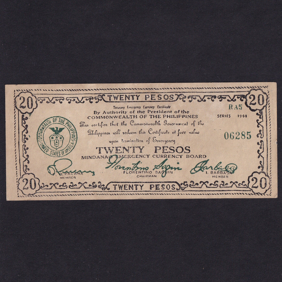 Philippines (PS528x) 20 Pesos, 1944, this was counterfeit at time as the people thought the Americans would exchange them, VF