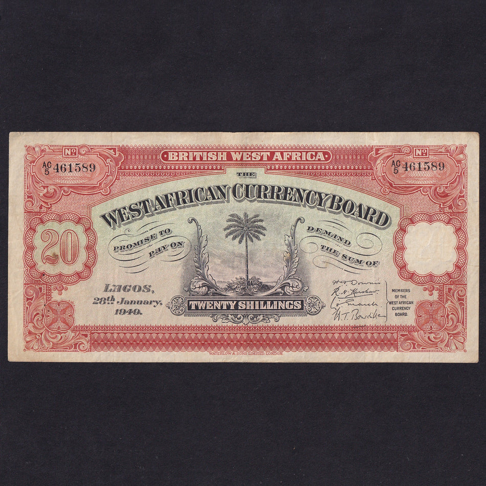 British West Africa (P8b) 20 Shillings, 28th January 1949, AC5 461589, VF