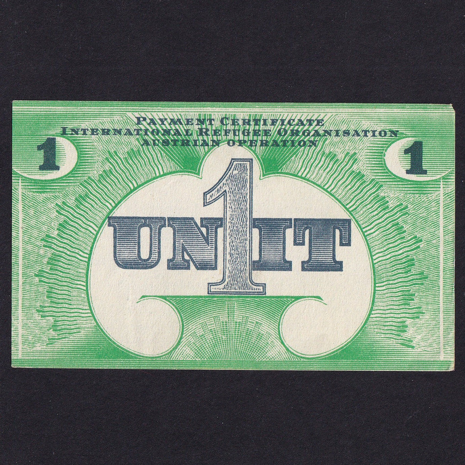 United Nations, WWII, Austria International Refugee Organisation, 1 Unit, Campbell 7360, Fine