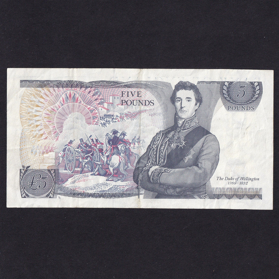 Bank of England (B353) Gill, £5 error, missing print, RJ39 764551, biro mark, Good Fine