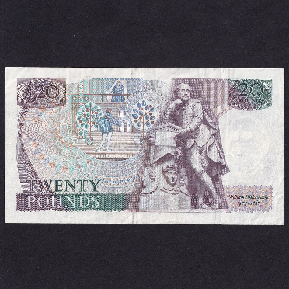 Bank of England (B355) Gill, £20 error, missing print, 36L 805497, Good Fine