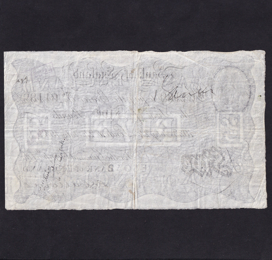 Bank of England (B228) Catterns, £5, 24th July 1933, 316J 61189, notations, Fine