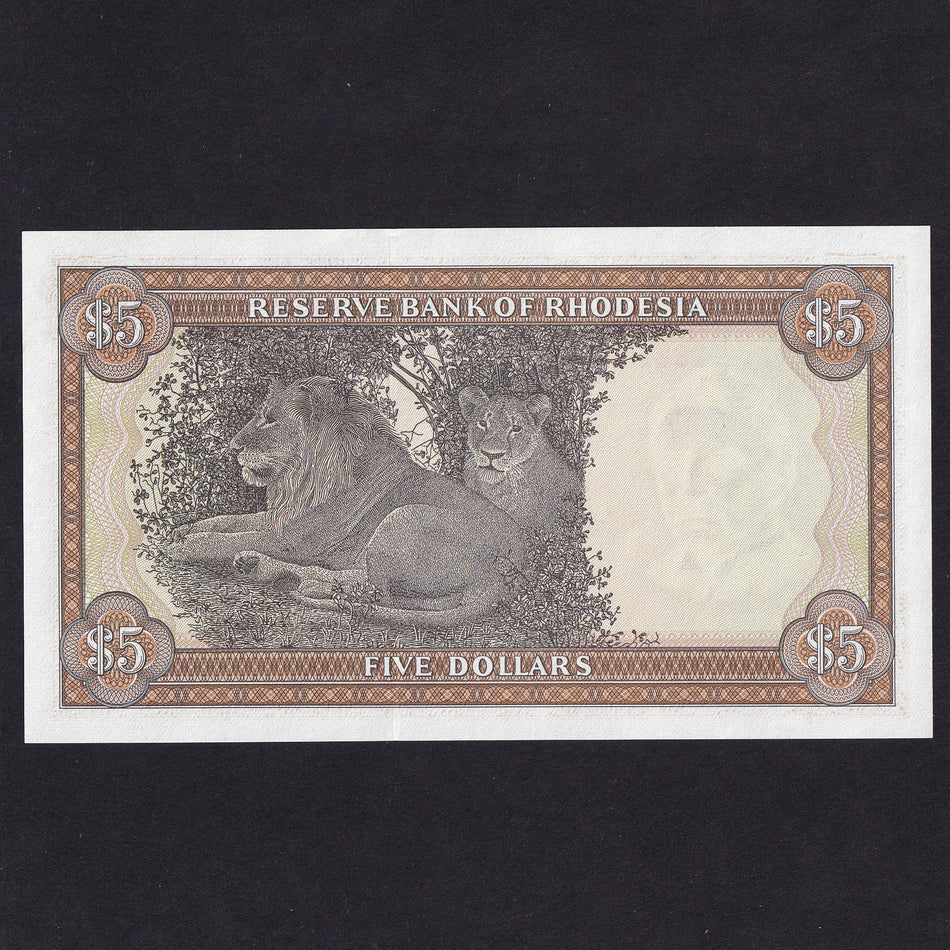 Rhodesia (P36b) $5, 20th October 1978, Cecil Rhodes watermark, UNC
