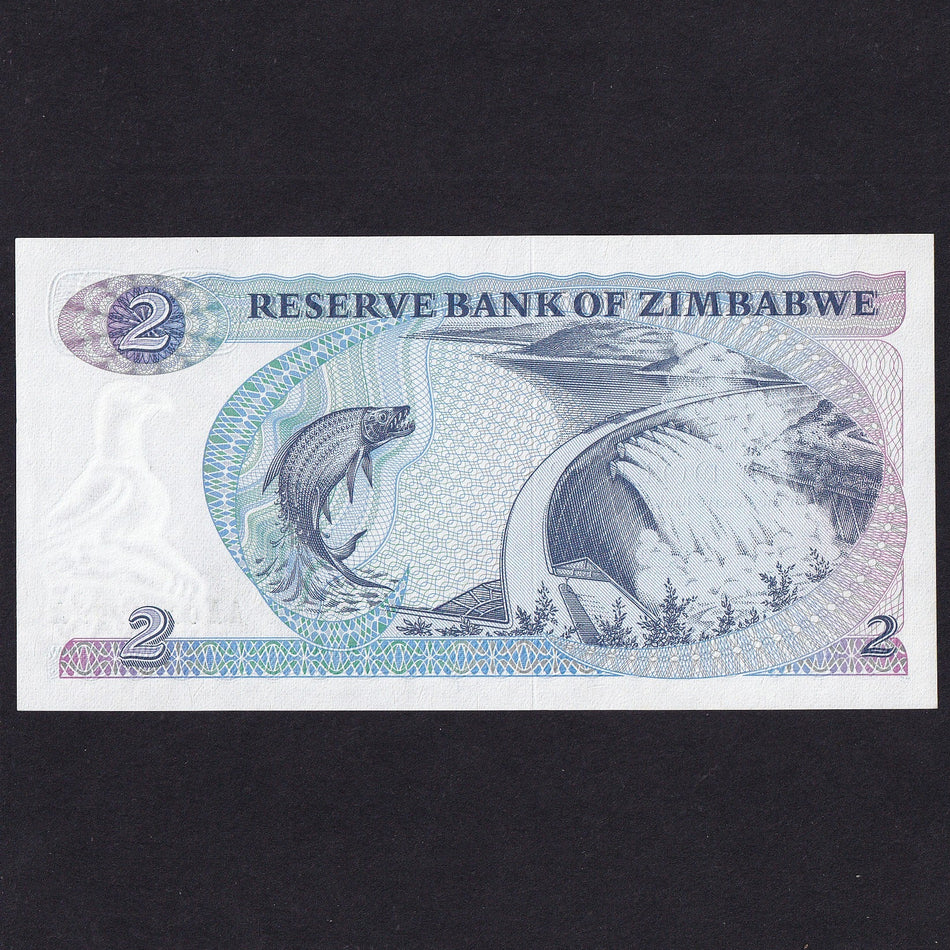 Zimbabwe (P.1a) $2, Salisbury 1980, signature 1 Crough, AA0999999A, almost all the 9s, UNC