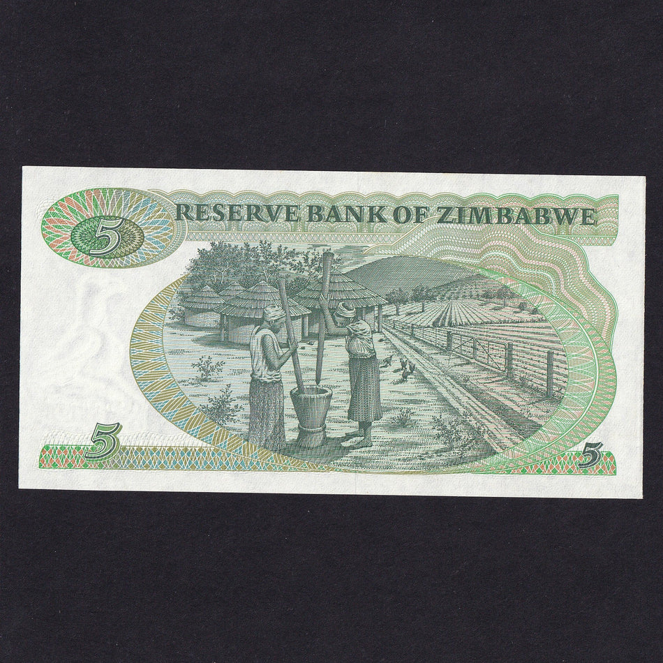 Zimbabwe (P.2a) $5, Salisbury 1980, signature 1 Crough, BA 1100001A, UNC