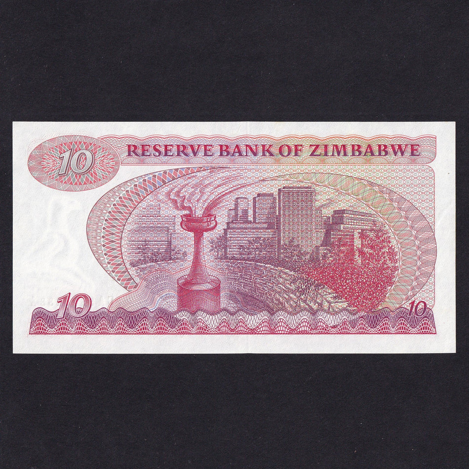 Zimbabwe (P.3a) $10, Salisbury 1980, signature 1 Crough, CA 3376433A, UNC