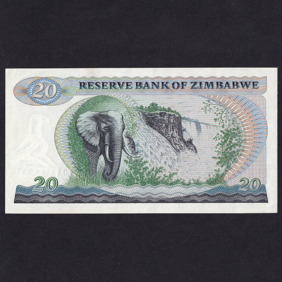 Zimbabwe (P.3a) $20, Salisbury 1980, signature 1 Crough, DA 009700A, UNC