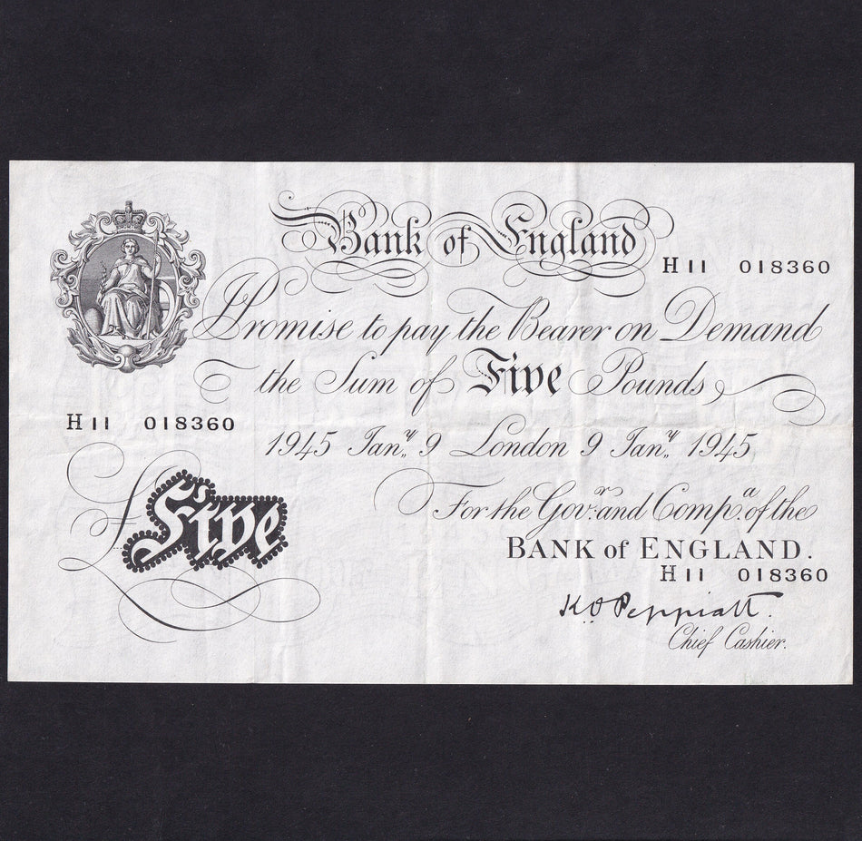 Bank of England (B255) Peppiatt, £5, H11 018360, thick paper, Fine/VF