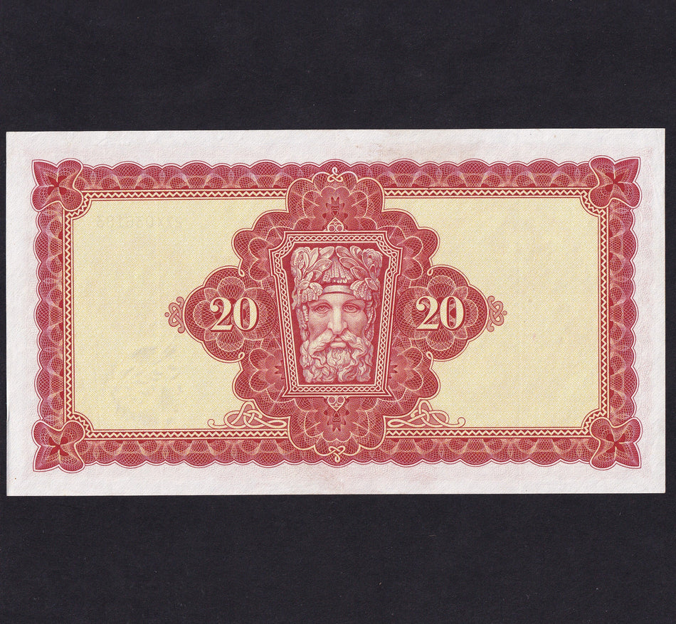 Ireland (P67b) £20, 3rd March 1969, first date, Whitaker/ Murray, 27X 036183, PMI LTN57a, pressed, Good VF