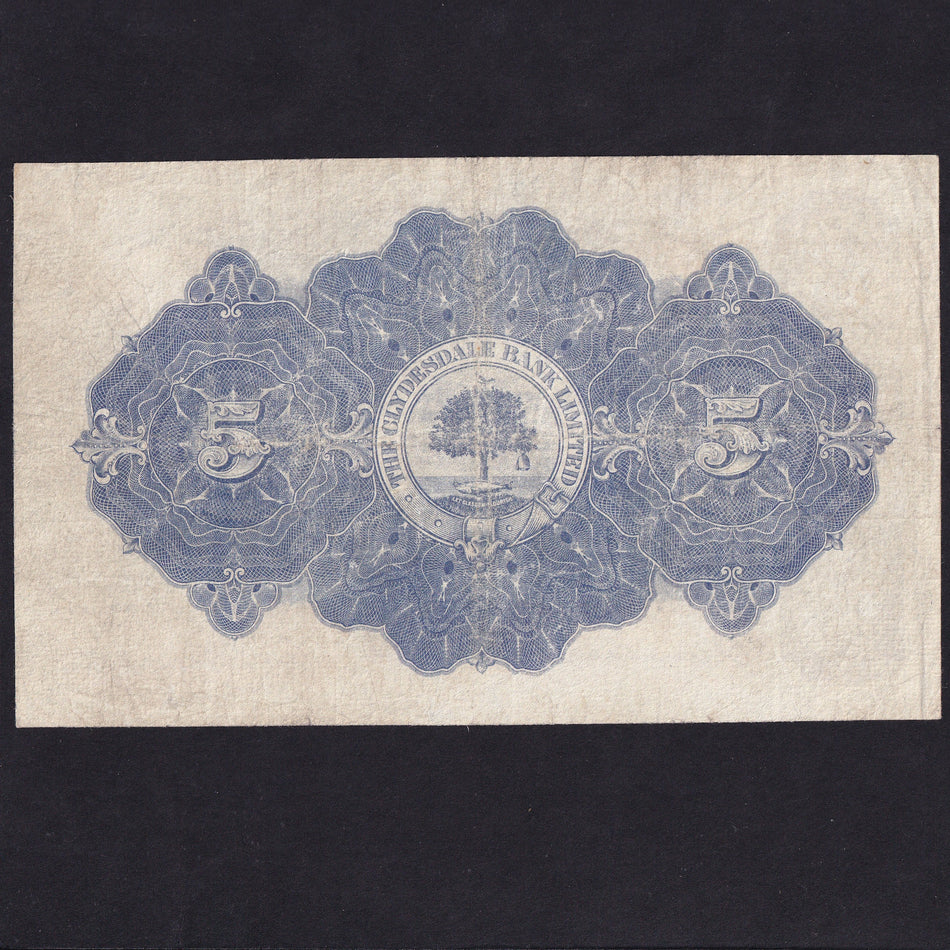Scotland (P186) Clydesdale Bank Limited, £5, 24th October 1945, C3/M 0003026, horribly pressed, VG