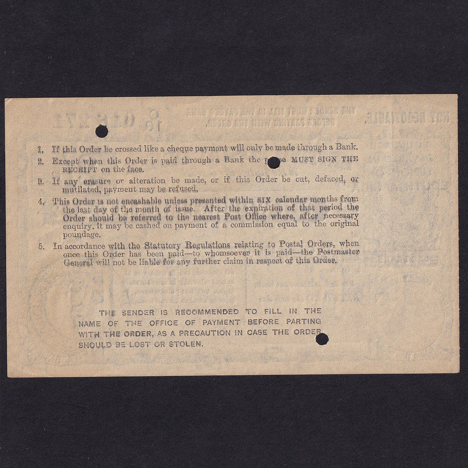 South Africa, 2/- Pence Postal Order, 1938, KGV, no. C10 016 271, VF