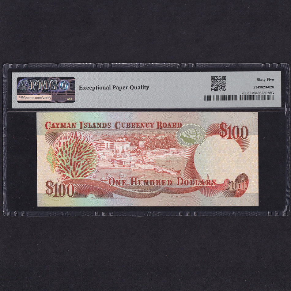 Cayman Islands (P20) $100, 1996, B/1 250133, QEII, PMG65, UNC
