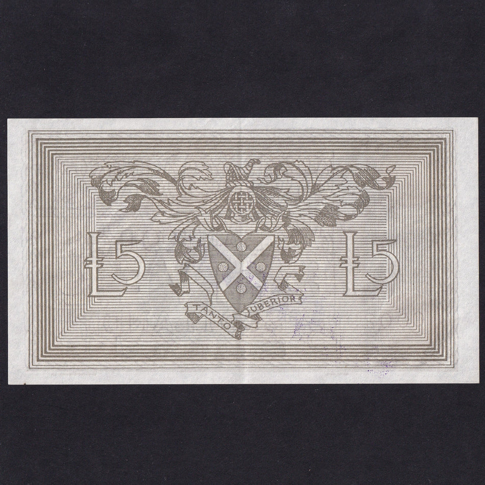 Scotland, Bank of Scotland, £5 Calister essay, cancelled, 21 January 1945, 8/Q 4233, reverse light grey colour never issued, BA102c, UNC