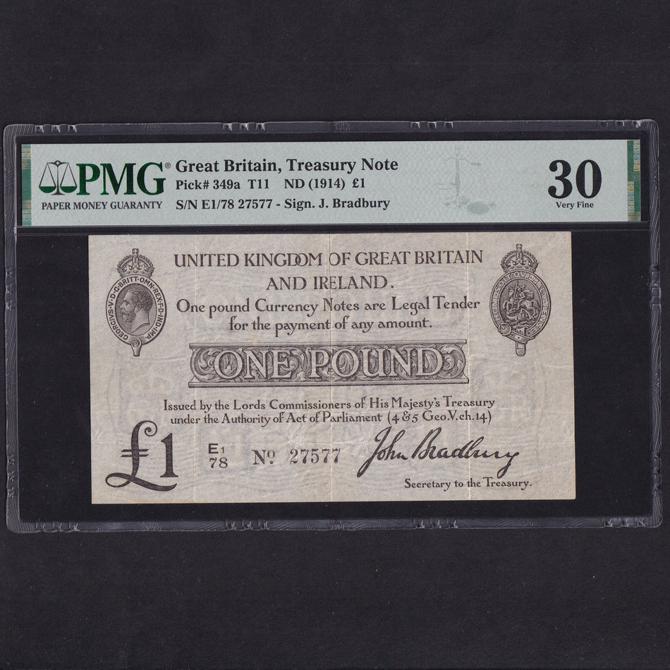 Treasury Series (T11 type 2) Bradbury, £1, 2nd issue, E1/78, PMG30, VF