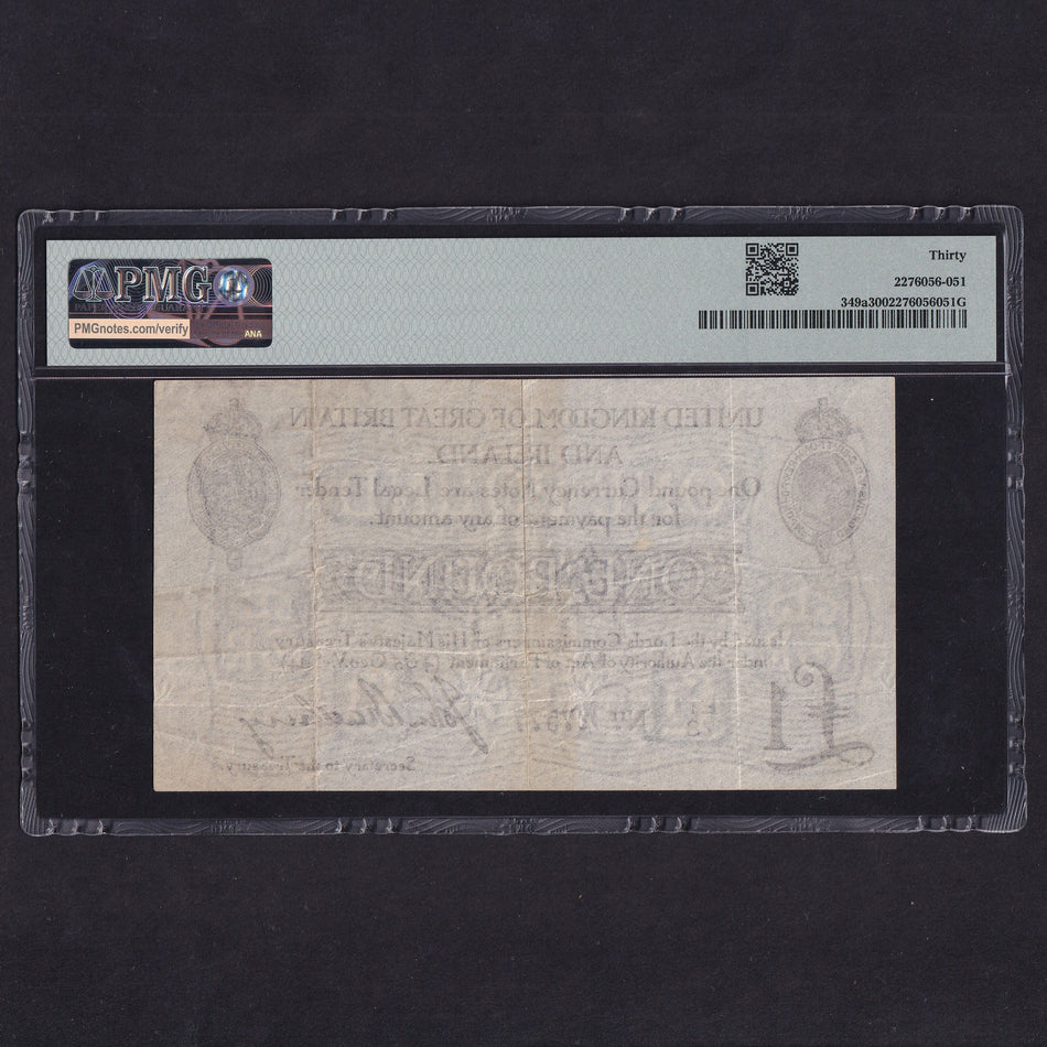 Treasury Series (T11 type 2) Bradbury, £1, 2nd issue, E1/78, PMG30, VF